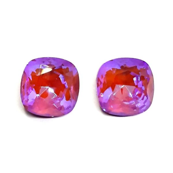 Cabochon cristalli quadrati, colore rosso.