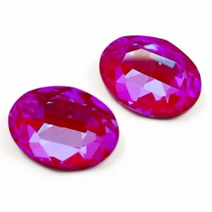 Due cabochon cristallo ovale rosso AB Mocha Fluo18x13mm per bigiotteria fai da te e soutache.