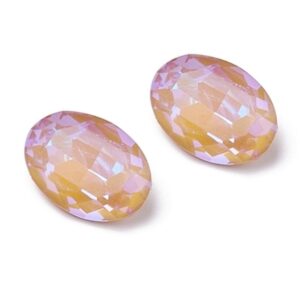 Due cabochon cristallo ovale 18x13 topazio chiaro AB Mocha Fluo per bigiotteria fai da te e soutache.