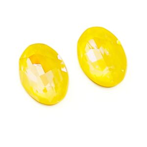 Due cabochon cristallo ovale 14x10mm giallo citrino brillante per bigiotteria e soutache.