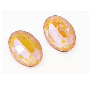 Cabochon cristallo ovale 14x10mm color pesca con riflessi AB MOCHA per bigiotteria.