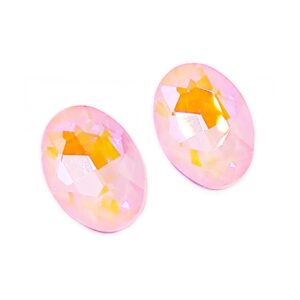 Cabochon ovale 14x10mm rosa confetto con riflessi dorati AB mocha per bigiotteria e beading.