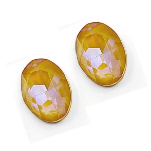 Cabochon cristallo ovale 14x10mm color ambra con riflessi lilla per bigiotteria e soutache.