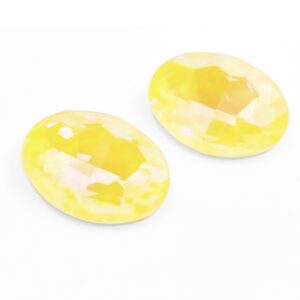 Due cabochon cristallo ovale giallo AB Mocha 13x18mm per bigiotteria fai da te e soutache.
