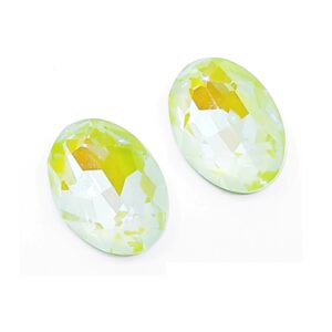 Cabochon Cristallo verde ovale 14x10mm verde lime AB mocha per bigiotteria artigianale e soutache.