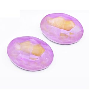 Due cabochon di cristallo ovale viola AB Mocha Fluo 13x18mm per bigiotteria fai da te e soutache.