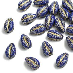 Perline goccia colore blu navy con la placcatura vintage colore oro.