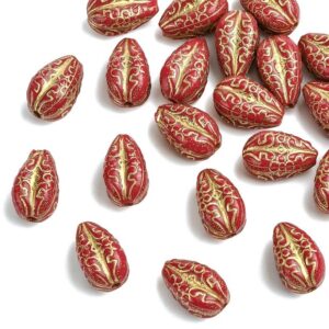 Perline gocce pendenti per orecchini, colore rosso con placcature colore oro vintage.