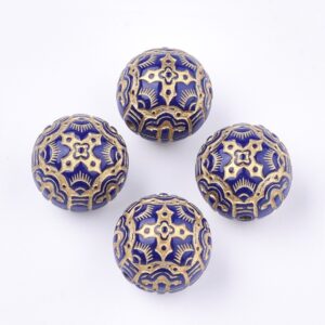 Perline vintage blu navy con placcatura oro.
